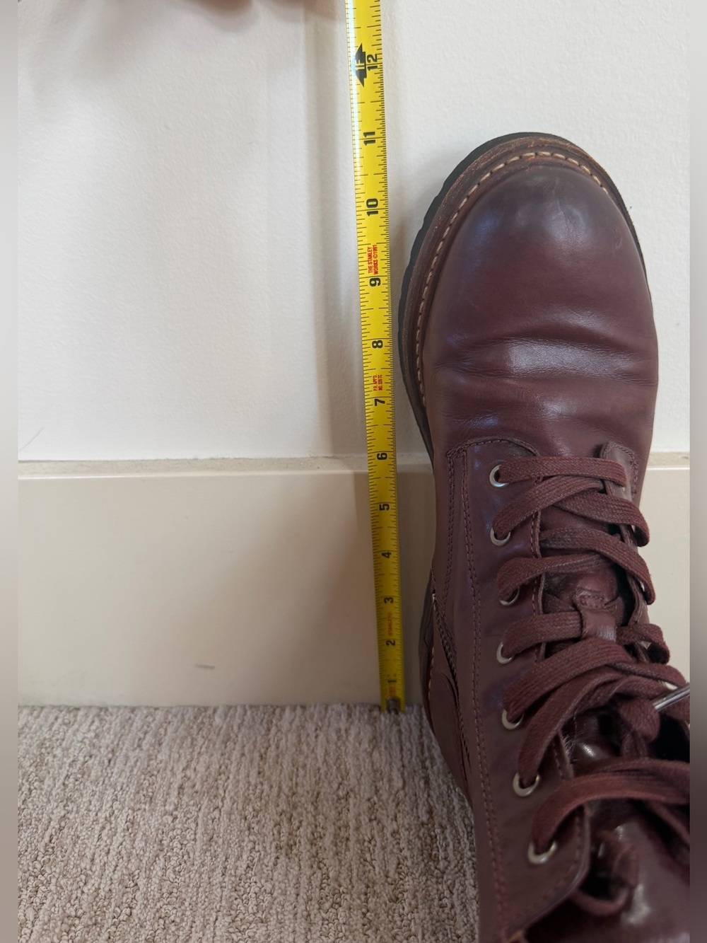 Frye Women's Burgundy Leather Combat Boots - Picture 10 of 10